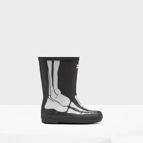 Hunter Original Classic Skeleton Print Rain Boots For Kids - NZ T1295